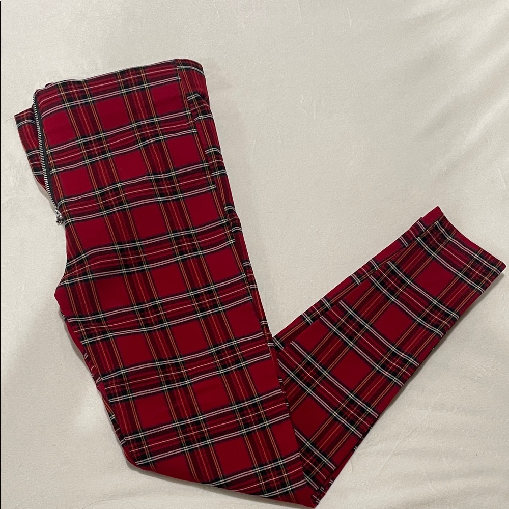 Zara Red Plaid Women's Jeggings